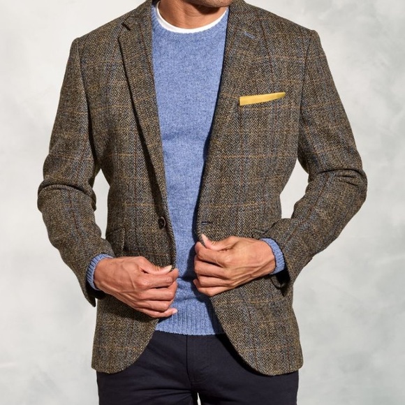 HARRIS TWEED TAILORED FIT SUMBURGH GREEN/BLUE CHECK SPORT COAT - 36R - Picture 1 of 10